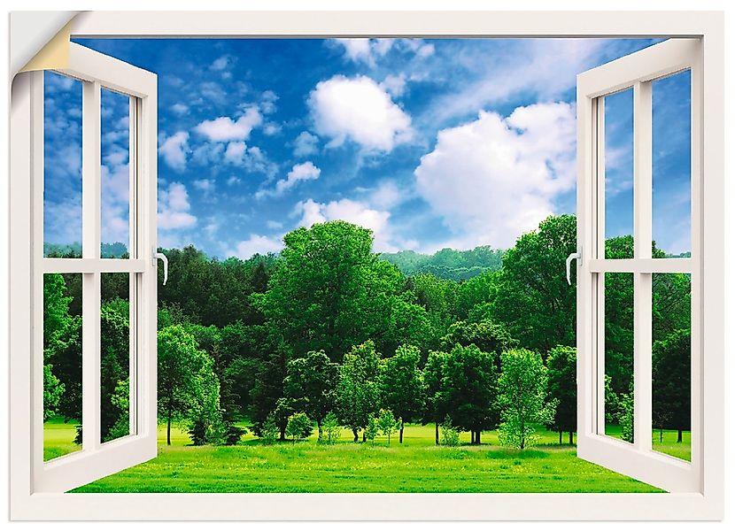 Artland Wandbild "Fensterblick - Grüner Wald", Fensterblick, (1 St.), als P günstig online kaufen