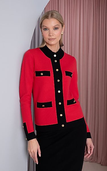 Passioni Strickjacke mit Stehkragen in Rot günstig online kaufen