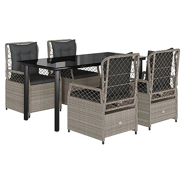 vidaXL 5-Tlg Garten-Essgruppe mit Kissen Hellgrau Poly Rattan 3263037 günstig online kaufen