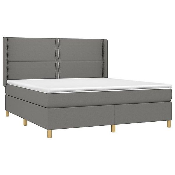 vidaXL Bett Boxspringbett mit Matratze & LED Dunkelgrau 160x200 cm Stoff günstig online kaufen