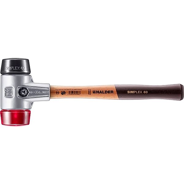 Halder Simplex Schonhammer Ø 60 mm Gummi Schwarz   Plastik Rot mit Aluminiu günstig online kaufen
