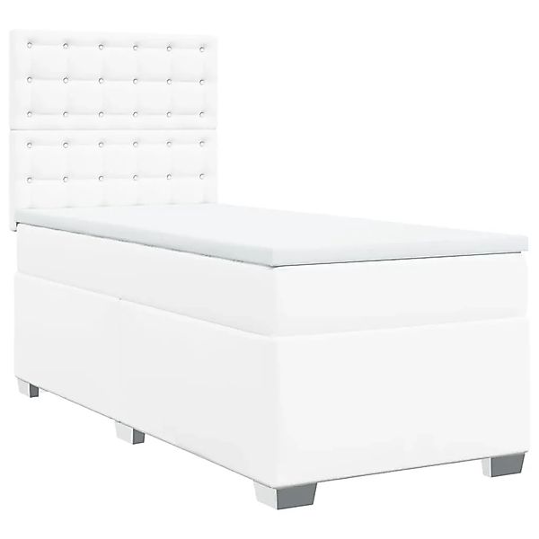 vidaXL Boxspringbett mit Matratze Weiß 90x200 cm Kunstleder 3293005 günstig online kaufen
