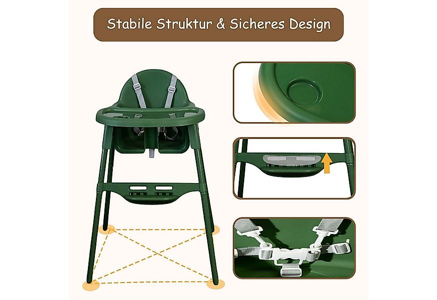 Yalion Kinderstuhl Kinderstuhl mit Tablett- Höhenverstellbarer Baby Chair K günstig online kaufen
