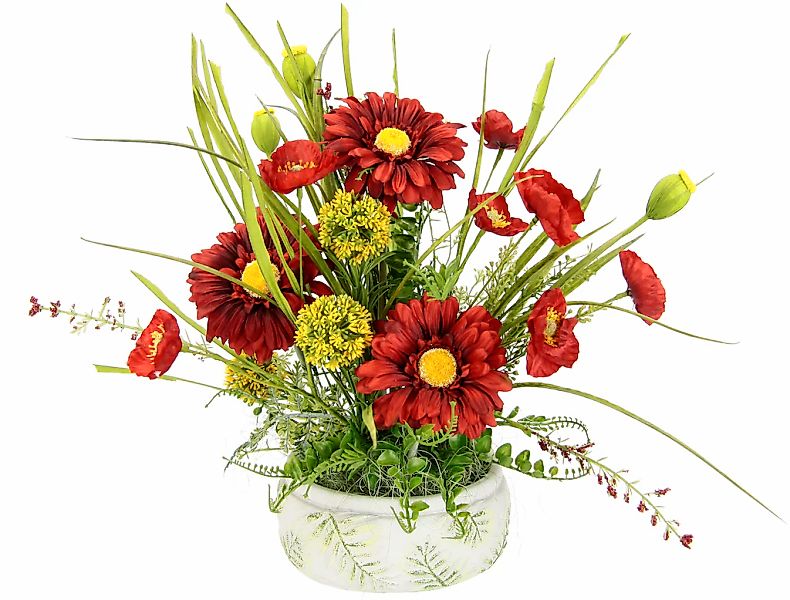 Kunstblume Blumenarrangement aus Gerbera und Mohnblumen günstig online kaufen