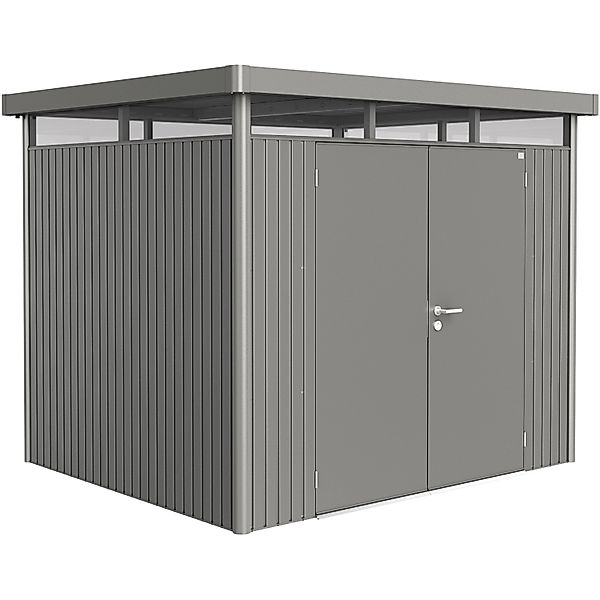 Biohort Metall-Gerätehaus HighLine Quarzgrau-Metallic 5,6 m² Doppeltür günstig online kaufen