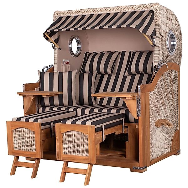 bene,iving Strandkorb Komplettset Ammersee Grande XL Teak Bullauge PE Shell günstig online kaufen