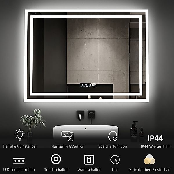 WDWRITTI Badspiegel Wandspiegel Led 80x60 3Lichtfarben günstig online kaufen