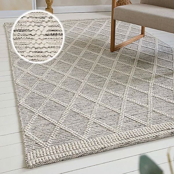 my home Teppich »Jeppe«, rechteckig, 8 mm Höhe, 70% Wolle, handgewebt, Raut günstig online kaufen