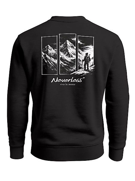 Neverless Sweatshirt Sweatshirt Herren Pullover Outdoor Berge Backprint Nat günstig online kaufen