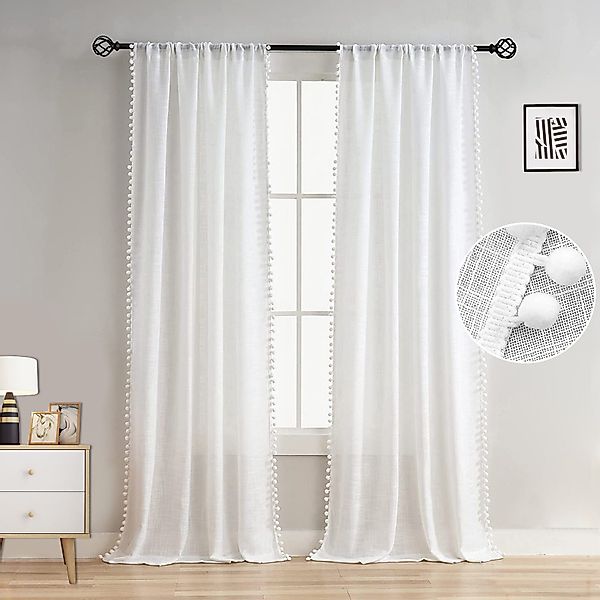 Jibenhome Scheibengardine Voile Gardinen mit Stangedurchzug,Bistrogardine, günstig online kaufen