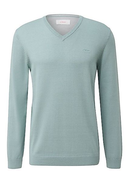 s.Oliver V-Ausschnitt-Pullover Pullover (1-tlg) V-Ausschnitt, langarm, Logo günstig online kaufen