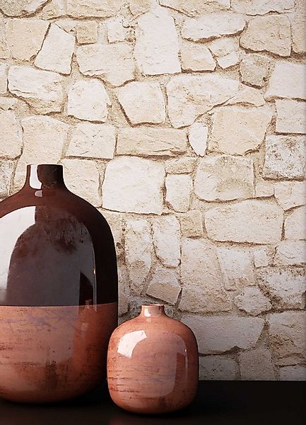 Newroom Vliestapete, Steintapete, Tapete, Grau, Steinoptik, Wohnzimmer, Zie günstig online kaufen