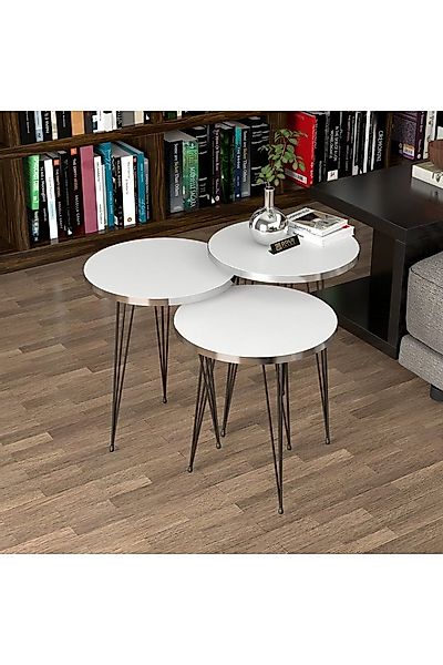 en.casa Couchtisch (3-St), 3er-Nestingtische, Ø 34 cm, rund 89322041 günstig online kaufen