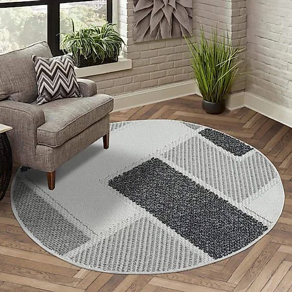 Carpet City Teppich »LINDO 8877«, rund, 11 mm Höhe, Kurzflor, Hochtief-Must günstig online kaufen