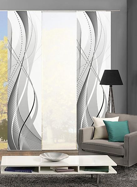 HOME WOHNIDEEN Schiebegardine "WUXi" Klettband 3 Stk. tlg. HxB: 245x60, ink günstig online kaufen