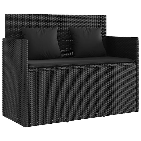 furnicato Gartenbank mit Kissen Schwarz Poly Rattan günstig online kaufen