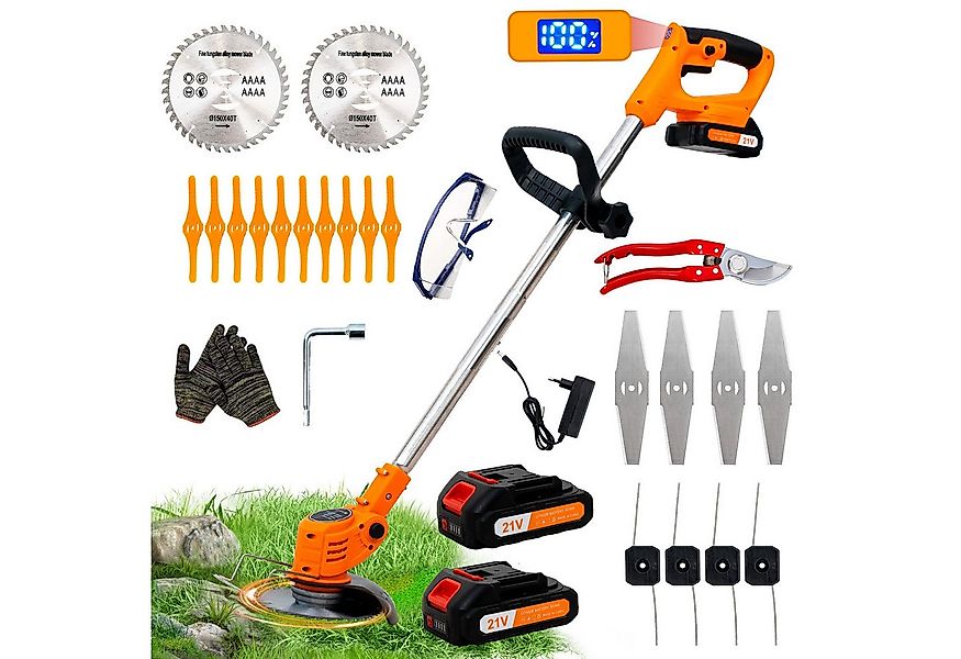 OUTIGO Akkurasenmäher Akku Rasentrimmer, 2 Akkus und 4 Messertypen, KF8L, A günstig online kaufen