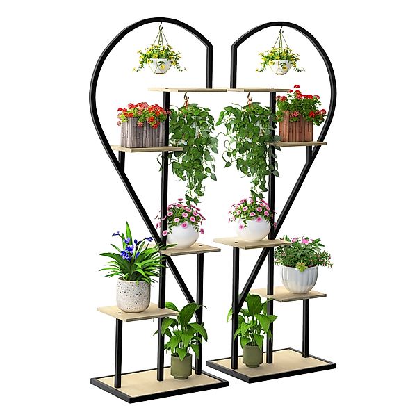 Ribelli Pflanzentreppe Pflanzenständer, schwarz / braun (2 St), Blumenständ günstig online kaufen