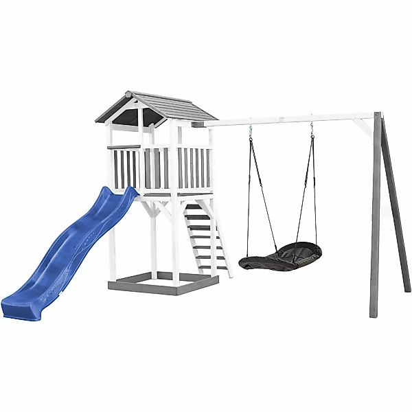 Axi Beach Tower Spielturm mit Roxy Nestschaukel Blaue Rutsche 349 x 357 x 2 günstig online kaufen