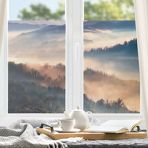 Fensterfolie Nebel bei Sonnenuntergang günstig online kaufen