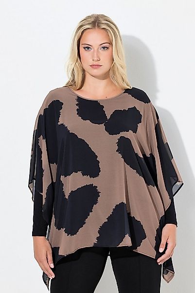 Ulla Popken Tunika Tunika Leomuster doppellagig Rundhals 3/4-Arm günstig online kaufen