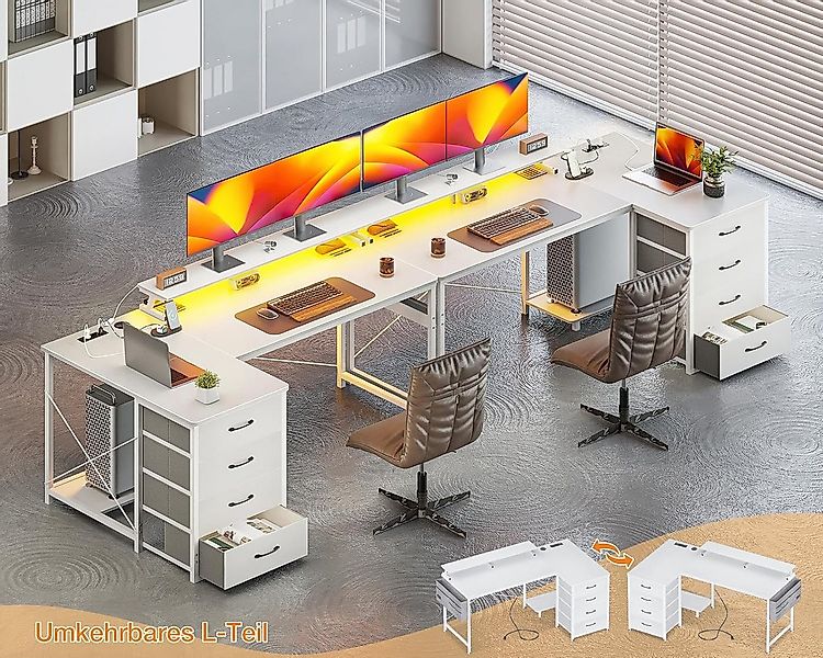 ODK Eckschreibtisch ODK Eckschreibtisch mit 4 Schubladen, Steckdosen & USB- günstig online kaufen