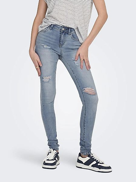 ONLY Skinny-fit-Jeans "ONLWAUW MW DESTROY BLEACH DNM GUA", mit Destroyed Ef günstig online kaufen