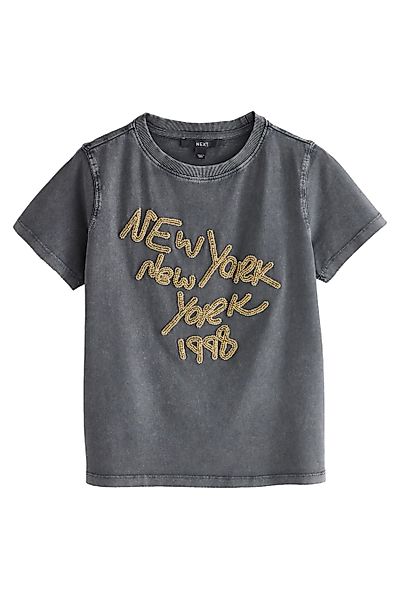 Next T-Shirt Gewaschenes Glitzer-T-Shirt mit New günstig online kaufen