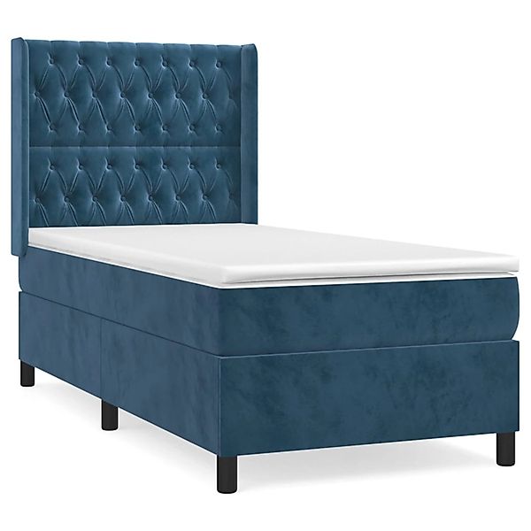 vidaXL Boxspringbett Boxspringbett mit Matratze Dunkelblau 90x190 cm Samt B günstig online kaufen