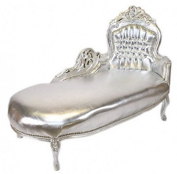 Casa Padrino Chaiselongue Barock Chaiselongue Silber Lederoptik / Silber - günstig online kaufen