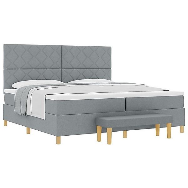 vidaXL Bett Boxspringbett mit Matratze und Bank hellgrau 200x200 cm Stoff ( günstig online kaufen