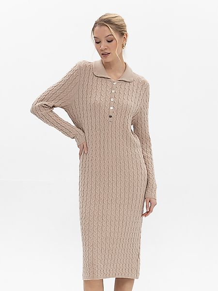 Passioni Strickkleid mit Zopfstrickmuster aus Viskose günstig online kaufen