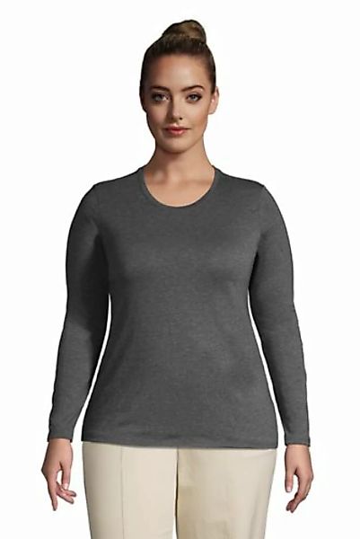 Supima-Shirt, Langarm in großen Größen, Damen, Größe: 56-58 Plusgrößen, Gra günstig online kaufen