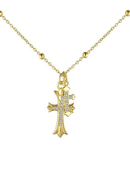 BRELLATO Kreuzkette Damen Halskette Kreuz-Anhänger, Gotik Symbol Kristall-K günstig online kaufen