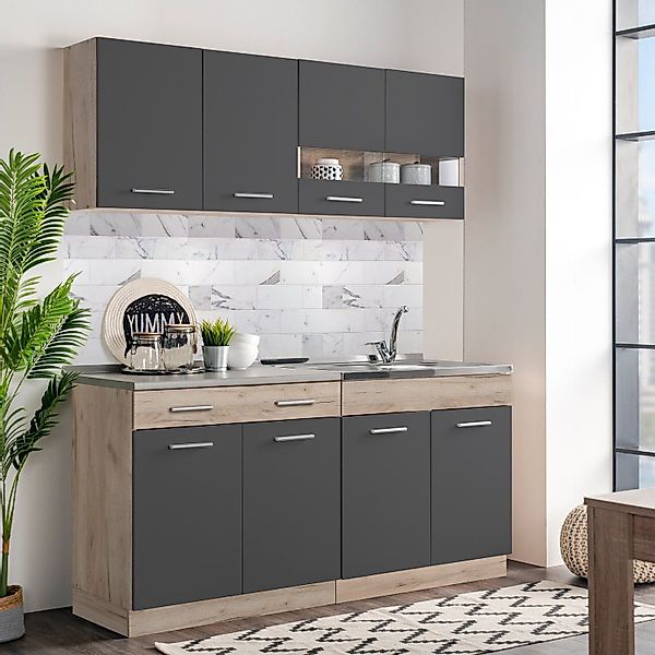 Homestyle4u Küchenzeile 160 cm ohne Geräte günstig online kaufen