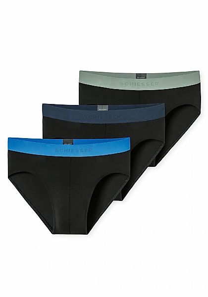 Schiesser 3-er Set Slips Schwarz mit verschiedenfarbigen Webbund günstig online kaufen