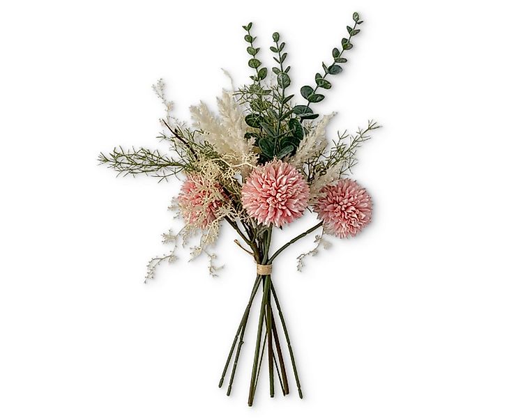 Kunstblume Kunstblumen-Strauß rosa mit Dahlien Eukalyptus wie echt Wiesenbl günstig online kaufen