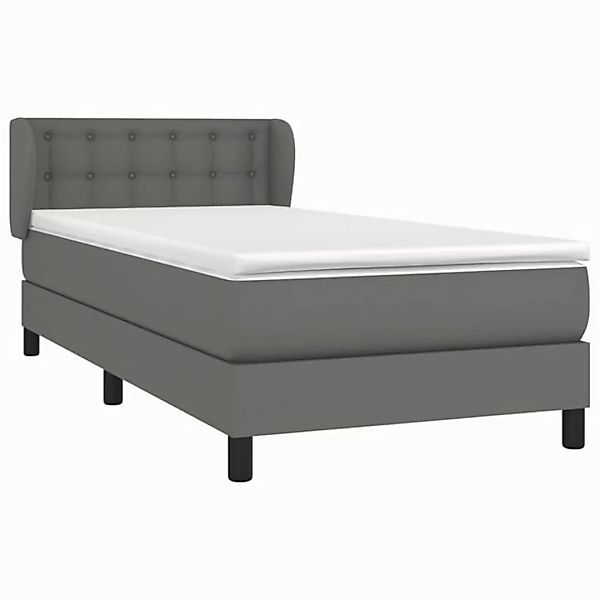 vidaXL Bett Boxspringbett mit Matratze Grau 90x200 cm Kunstleder günstig online kaufen