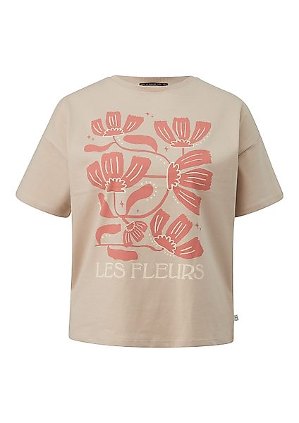 QS Kurzarmshirt T-Shirt Baumwollshirt mit überschnittener günstig online kaufen