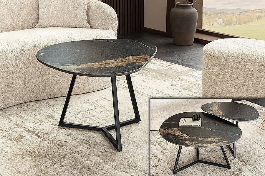riess-ambiente Couchtisch MARVELOUS 90cm schwarz – Keramik, Metallgestell, günstig online kaufen