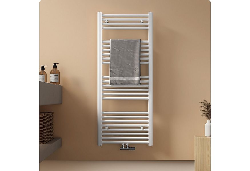 EMKE Badheizkörper Handtuchtrockner Handtuchwärmer Mittelanschluss, Weiß Ba günstig online kaufen