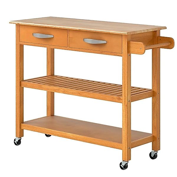 Costway Küchenwagen Holz Küchenschrank mit Rollen Natur 116 x 43 x 89 cm günstig online kaufen