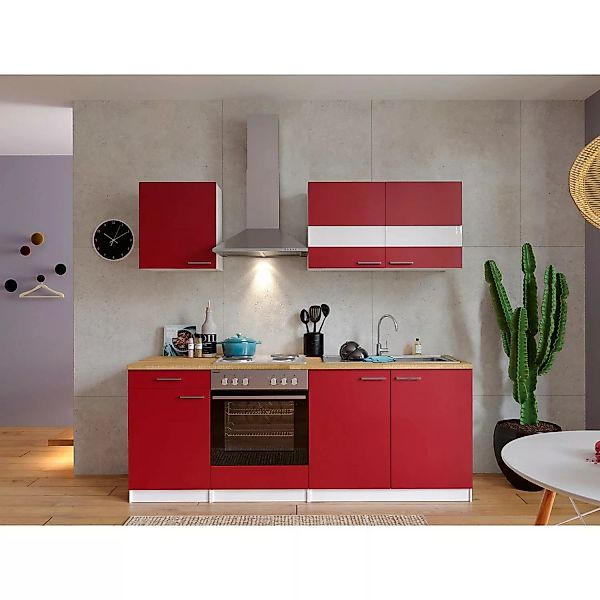 Respekta Küchenzeile KB210WR 210 cm Rot-Weiß günstig online kaufen