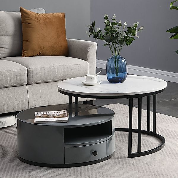 REDOM Couchtisch Satz Marmor Furnier Sofa günstig online kaufen