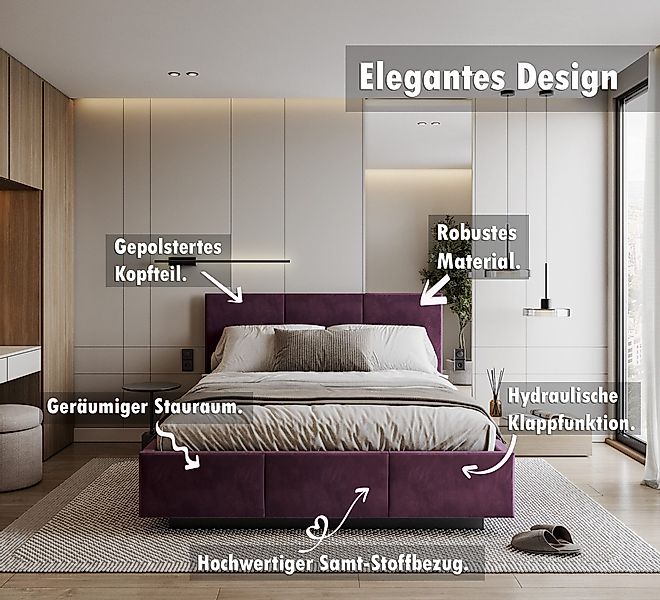 thematys Polsterbett Stauraumbett aus Velours 90x200, günstig online kaufen