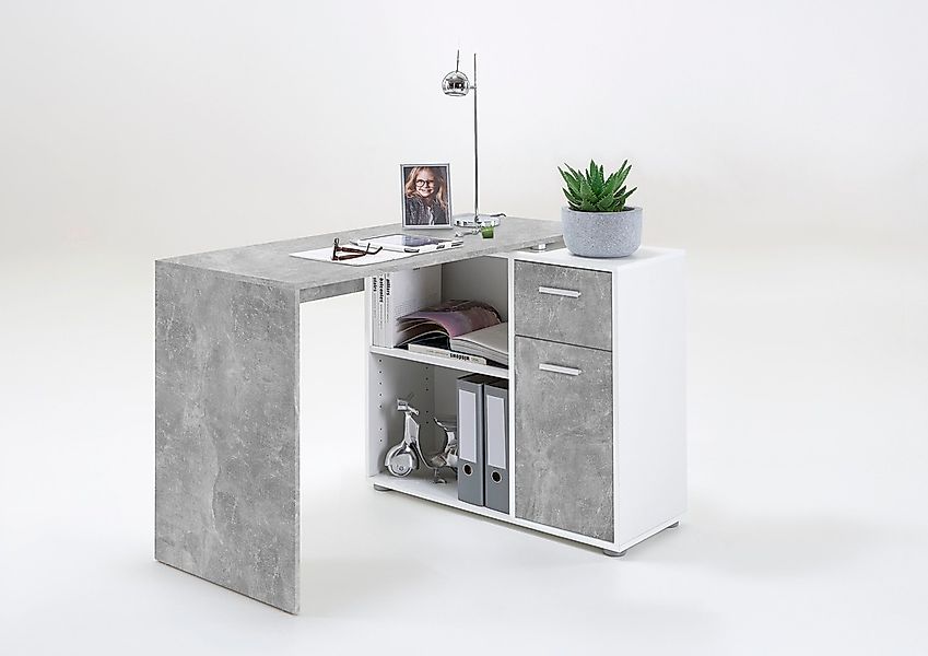 FMD Eckschreibtisch "AUGSBURG", Schreibtisch/ Sideboard m. Stauraum, beidse günstig online kaufen