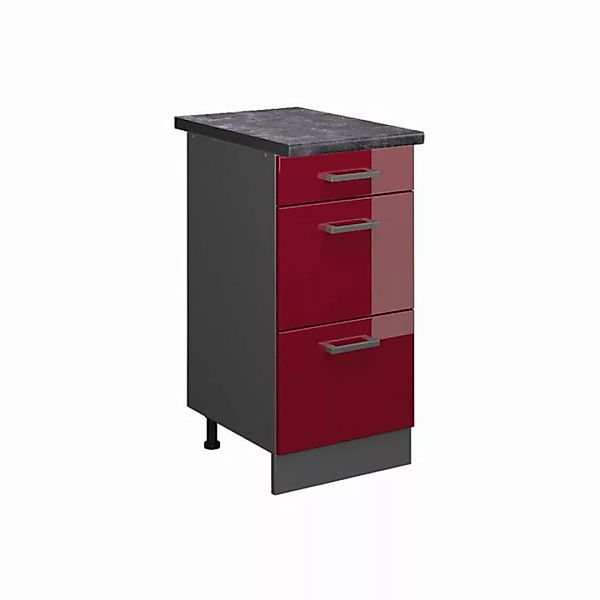 Vicco Unterschrank R-Line, Bordeaux Hochglanz/Anthrazit, 40 cm mit Schublad günstig online kaufen