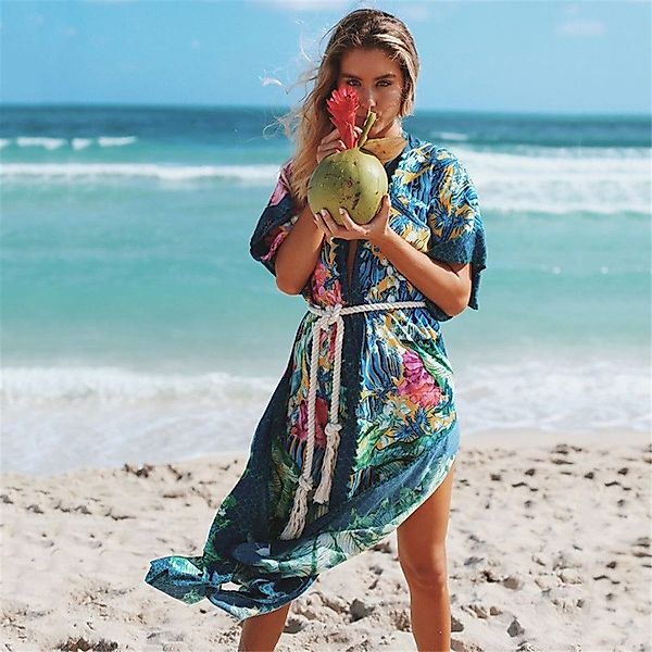 RWEUOQ Kimono Strandtunika Bikini-Überwurf Bikini-Abdeckung langer günstig online kaufen