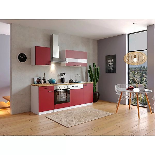 Respekta Küchenzeile KB220WR 220 cm Rot-Weiß günstig online kaufen
