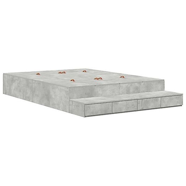 vidaXL Bett Storage Bettgestell Beton grau Holzwerkstoff 160 x 200 cm (1-tl günstig online kaufen